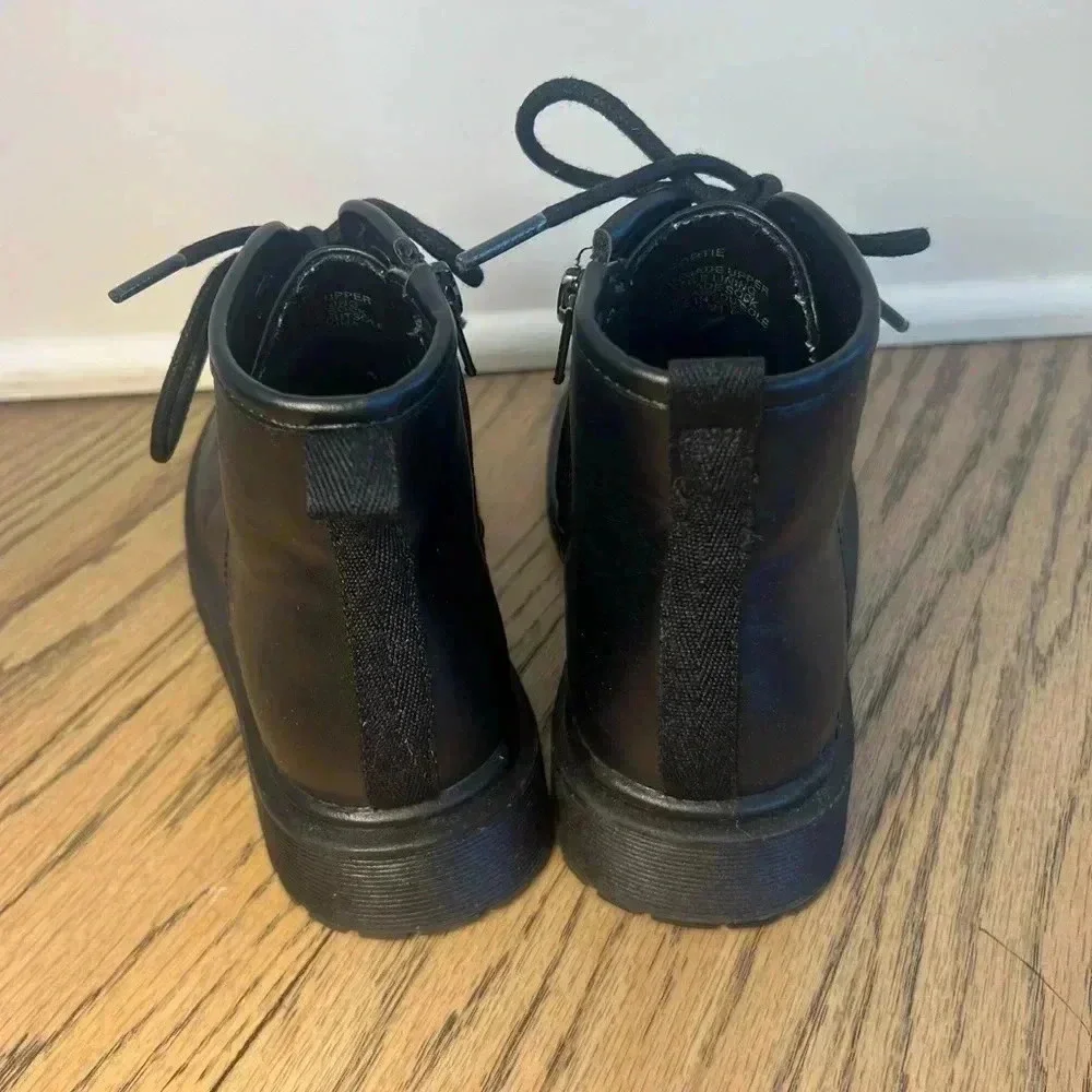 Steve Madden Girls J Shortie Lace Up Side Zipper Black Boots Size 1 M
